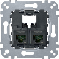 Розетка комп'ютерна RJ45 подвійна, 5е кат, FTP екр, механізм, Merten MTN4575-0012