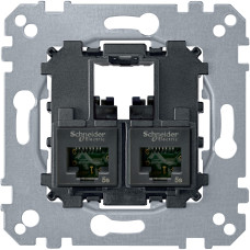 Розетка комп'ютерна RJ45 подвійна, 5е кат, FTP екр, механізм, Merten MTN4575-0012