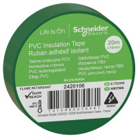 Ізоляційна стрічка, 19mm x 20m, зелена Schneider Electric 2420106
