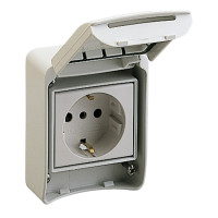 Розетка бытовая, SСHUKO, серая, 250В/16А, 65х85, IP65, Schneider Electric 81141