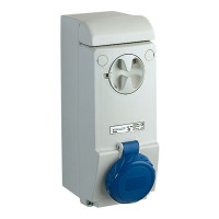 Розетка настенная с блокирующим перекл., 16A, 2P+E, IP65, 200-250В, Schneider Electric 83081