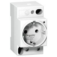 Розетка на DIN-рейку, iPC, 2P+E, 16A, 250В змінного струму, LED,  нім.cтандарт, Schneider Electric A9A15035