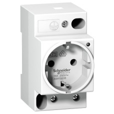 Розетка на DIN-рейку, iPC, 2P+E, 16A, 250В змінного струму, LED,  нім.cтандарт, Schneider Electric A9A15035