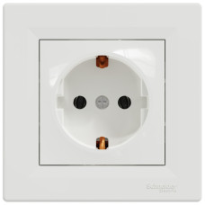 Розетка з заземленням, Біла, Asfora EPH2900121