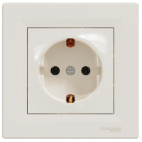 Розетка з заземленням, Кремова, Asfora EPH2900123