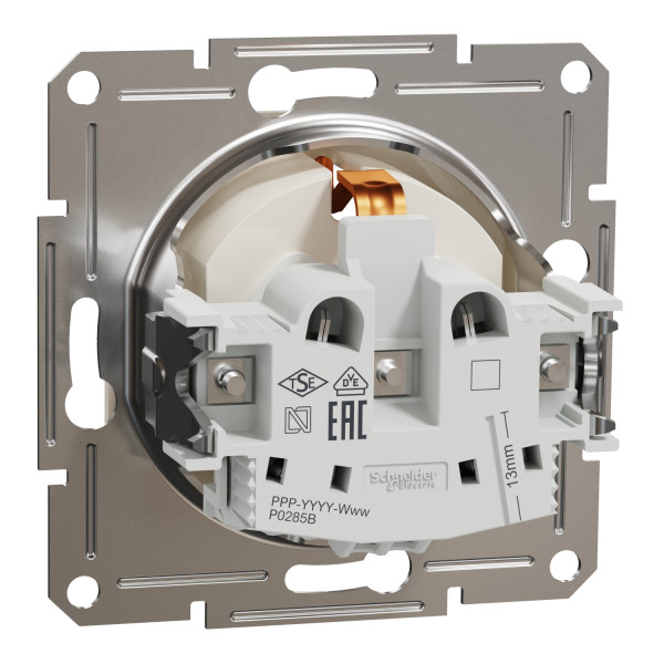 Розетка з заземленням, з захисними шторками, Кремова, Asfora EPH2970223