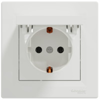 Розетка з заземленням, з кришкою, Біла, Asfora EPH3100121