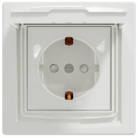 Розетка з заземленням, з кришкою та шторками, IP44, Біла, Asfora EPH3100321