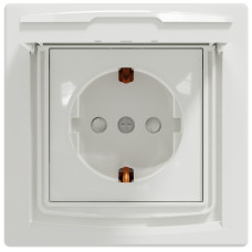 Розетка з заземленням, з кришкою та шторками, IP44, Біла, Asfora EPH3100321
