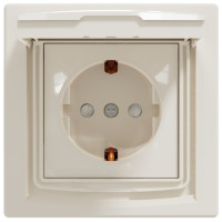 Розетка з заземленням, з кришкою та шторками, IP44, Кремова, Asfora EPH3100323