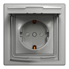 Розетка з заземленням, з кришкою та шторками, IP44, Алюміній, Asfora, EPH3100361