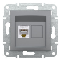 Розетка комп'ютерна, RJ45, кат.5е, UTP, Сталь, Asfora, EPH4300162