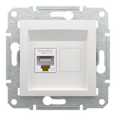 Розетка комп'ютерна, RJ45, кат.5е, UTP, Біла, Asfora EPH4370121