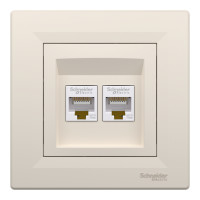 Розетка комп'ютерна, RJ45, кат.5е, UTP, подвійна, Кремова, Asfora EPH4400123
