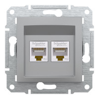 Розетка комп'ютерна, RJ45, кат.5е, UTP, подвійна, Алюміній, Asfora, EPH4400161