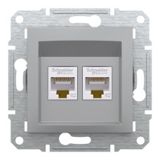 Розетка комп'ютерна, RJ45, кат.5е, UTP, подвійна, Алюміній, Asfora, EPH4400161