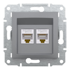 Розетка комп'ютерна, RJ45, кат.5е, UTP, подвійна, Сталь, Asfora, EPH4400162