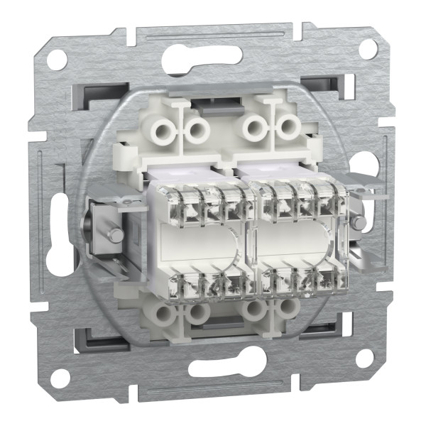 Розетка комп'ютерна, RJ45, кат.5е, UTP, подвійна, Сталь, Asfora, EPH4400162