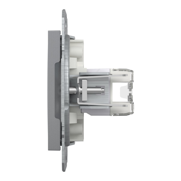 Розетка комп'ютерна, RJ45, кат.5е, UTP, подвійна, Сталь, Asfora, EPH4400162