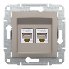 Розетка комп'ютерна, RJ45, кат.5е, UTP, подвійна, Бронза, Asfora, EPH4400169