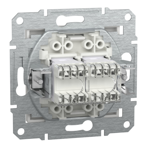 Розетка комп'ютерна, RJ45, кат.5е, UTP, подвійна, Біла, Asfora EPH4470121