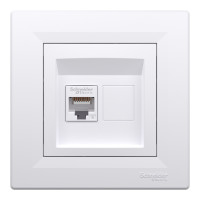 Розетка комп'ютерна, RJ45, кат.6, UTP, Біла, Asfora EPH4700121