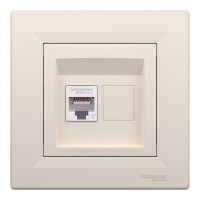 Розетка комп'ютерна, RJ45, кат.6, UTP, Кремова, Asfora EPH4700123