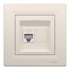 Розетка комп'ютерна, RJ45, кат.6, UTP, Кремова, Asfora EPH4700123