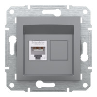 Розетка комп'ютерна, RJ45, кат.6, UTP, Сталь, Asfora, EPH4700162
