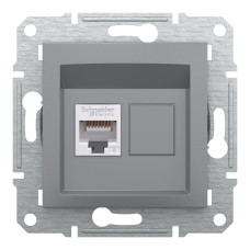 Розетка комп'ютерна, RJ45, кат.6, UTP, Сталь, Asfora, EPH4700162