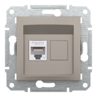 Розетка комп'ютерна, RJ45, кат.6, UTP, Бронза, Asfora, EPH4700169