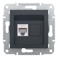 Розетка комп'ютерна, RJ45, кат.6, UTP, Антрацит, Asfora, EPH4700171