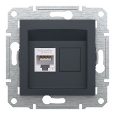 Розетка комп'ютерна, RJ45, кат.6, UTP, Антрацит, Asfora, EPH4700171