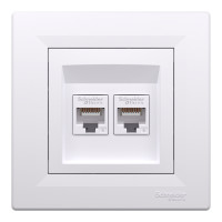 Розетка комп'ютерна, RJ45, кат.6, UTP, подвійна, Біла, Asfora EPH4800121