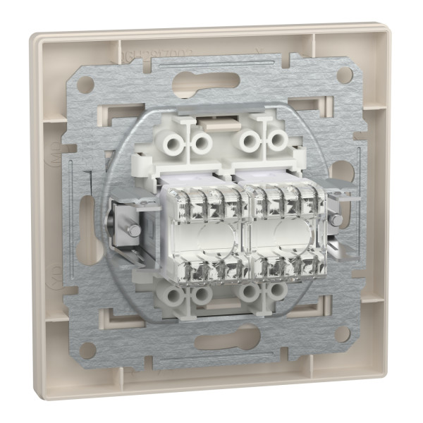 Розетка комп'ютерна, RJ45, кат.6, UTP, подвійна, Кремова, Asfora EPH4800123
