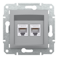 Розетка комп'ютерна, RJ45, кат.6, UTP, подвійна, Алюміній, Asfora, EPH4800161