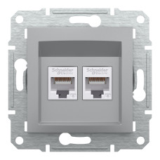 Розетка комп'ютерна, RJ45, кат.6, UTP, подвійна, Алюміній, Asfora, EPH4800161