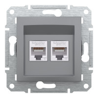 Розетка комп'ютерна, RJ45, кат.6, UTP, подвійна, Сталь, Asfora, EPH4800162