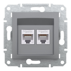 Розетка комп'ютерна, RJ45, кат.6, UTP, подвійна, Сталь, Asfora, EPH4800162