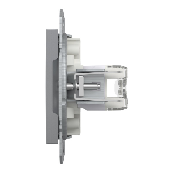 Розетка комп'ютерна, RJ45, кат.6, UTP, подвійна, Сталь, Asfora, EPH4800162