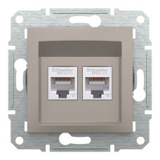 Розетка комп'ютерна, RJ45, кат.6, UTP, подвійна, Бронза, Asfora, EPH4800169