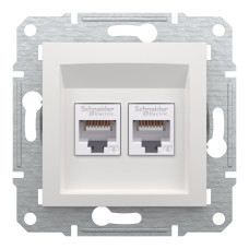 Розетка комп'ютерна, RJ45, кат.6, UTP, подвійна, Біла, Asfora EPH4870121