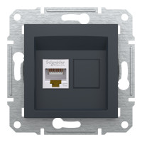 Розетка комп'ютерна, RJ45, кат.5е, STP, Антрацит, Asfora, EPH5000171