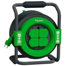 Подовжувач на 4 розетки, кабель 40 метрів, зелений, Schneider Electric IMT33158