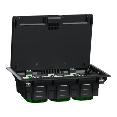 Підлоговий люк для розеток, 6 модулів, пластик, сірий, 70x200x275, Schneider Electric INS52122