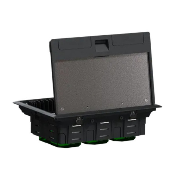 Підлоговий люк для розеток, 6 модулів, пластик, сірий, 70x200x275, Schneider Electric INS52122