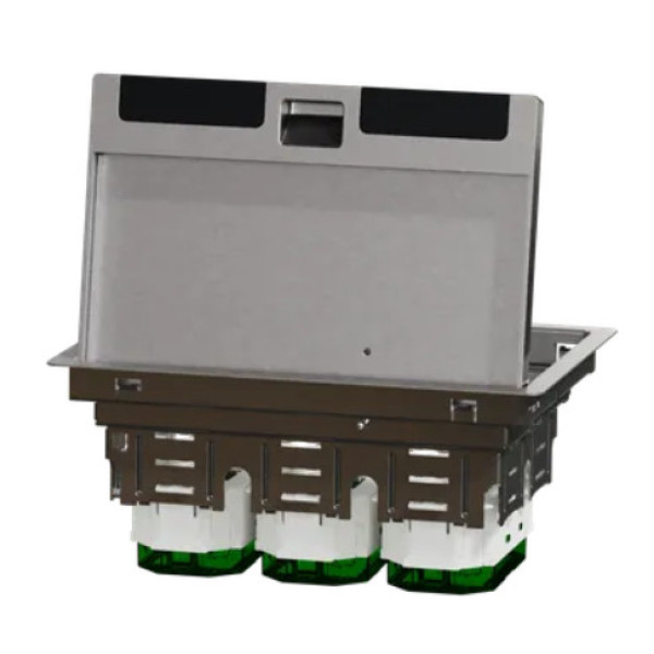 Підлоговий люк для розеток, 6 модулів, метал, сірий, 70x200x275, Schneider Electric INS52123