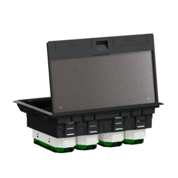 Підлоговий люк для розеток, 12 модулів, пластик, сірий, 70x224x345, Schneider Electric INS52126