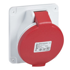 Розетка панельна кутова, гвинтова, 32А, 3P+N+E, IP44, 380-415В, Schneider Electric PKF32F435