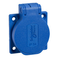Розетка бытовая, SСHUKO, синяя, 50Х50, 250В/16А, 2P+E, IP54, Schneider Electric PKS52B
